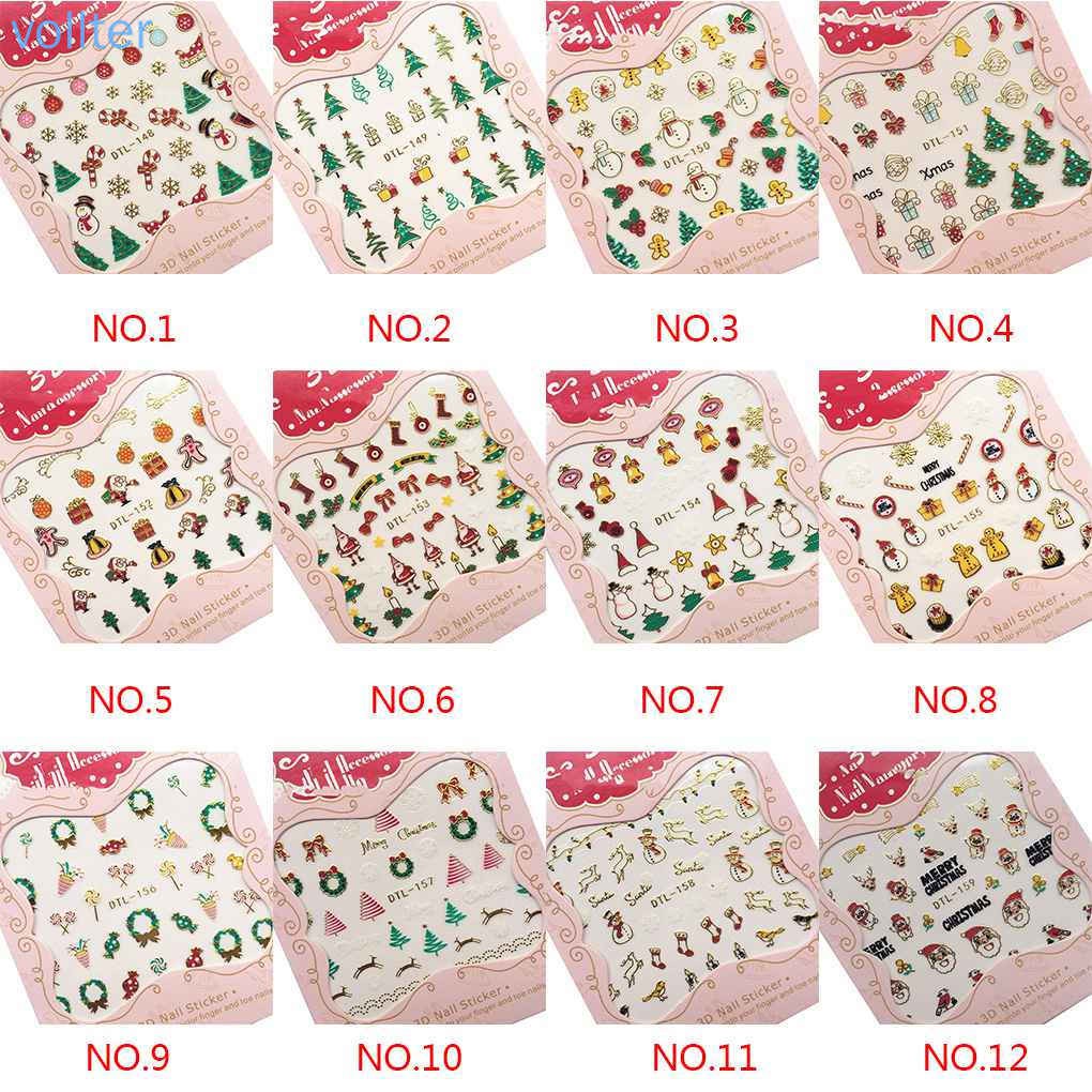Sticker dán móng tay họa tiết 3D chủ đề giáng sinh