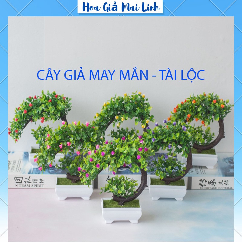 CÂY GIẢ BONSAI HOA RỰC RỠ (kèm chậu) 🌻FREESHIP🌻 Cây giả để bàn - Siêu Đẹp