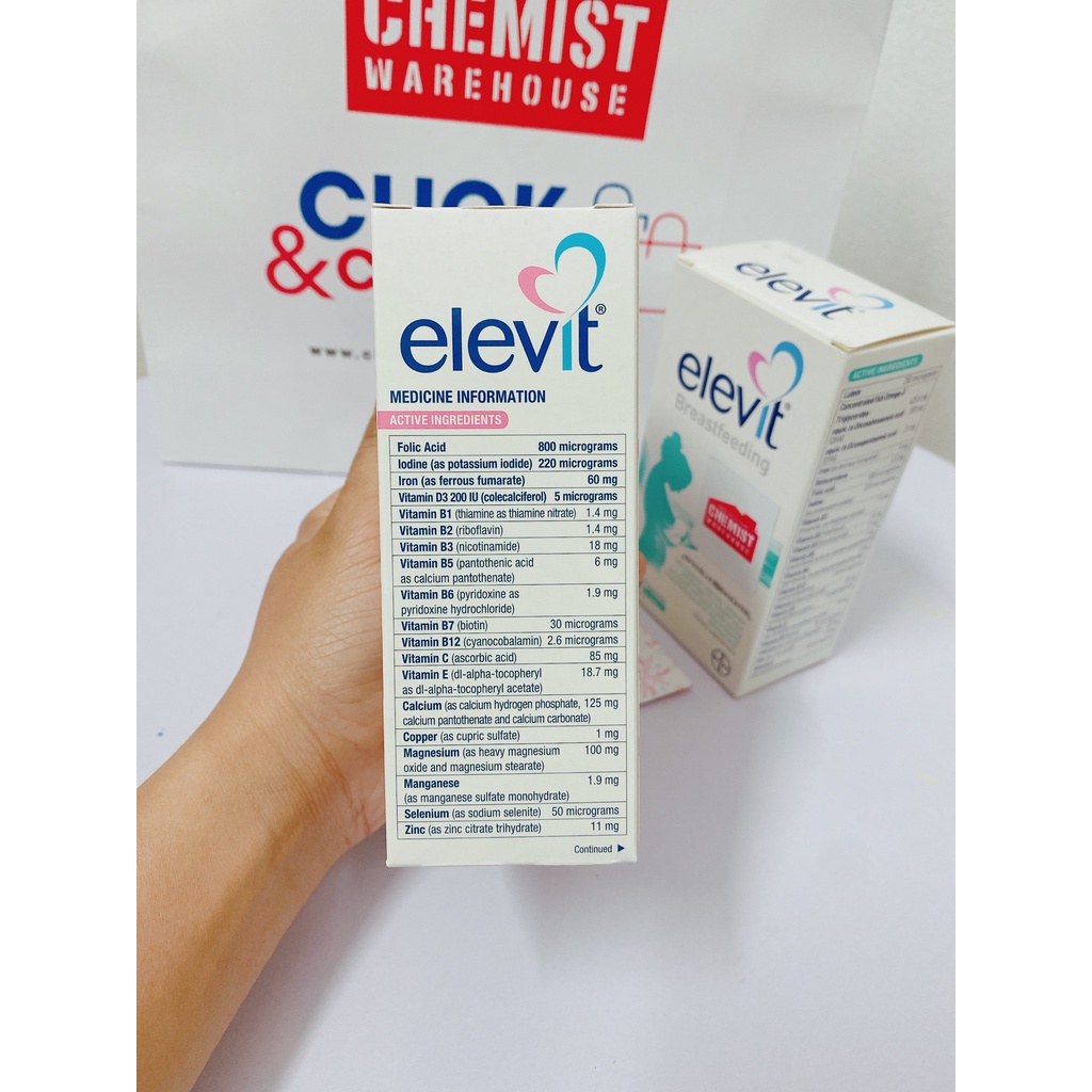 [Tem Chemist - Date 2024] Vitamin tổng hợp Elevit bầu và Sau sinh - Xuất xứ Úc