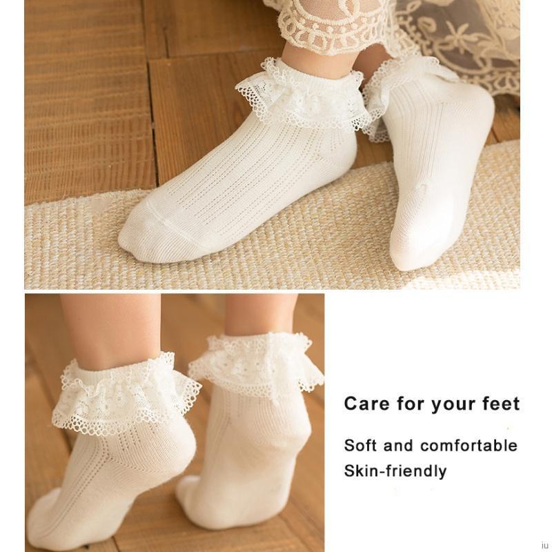 Vớ Cotton Phối Ren Thoáng Khí Đáng Yêu Cho Bé Gái