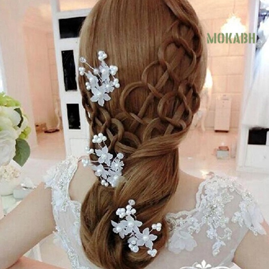 1 Trâm Cài Tóc Hình Bông Hoa Đính Ngọc Trai Nhân Tạo Màu Trắng Thời Trang