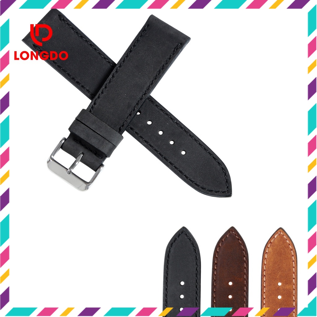 Dây đồng hồ 22mm da bò sáp - Đủ size 12/14/16/18/20/22/24 - Thương hiệu uy tín Longdo Leather