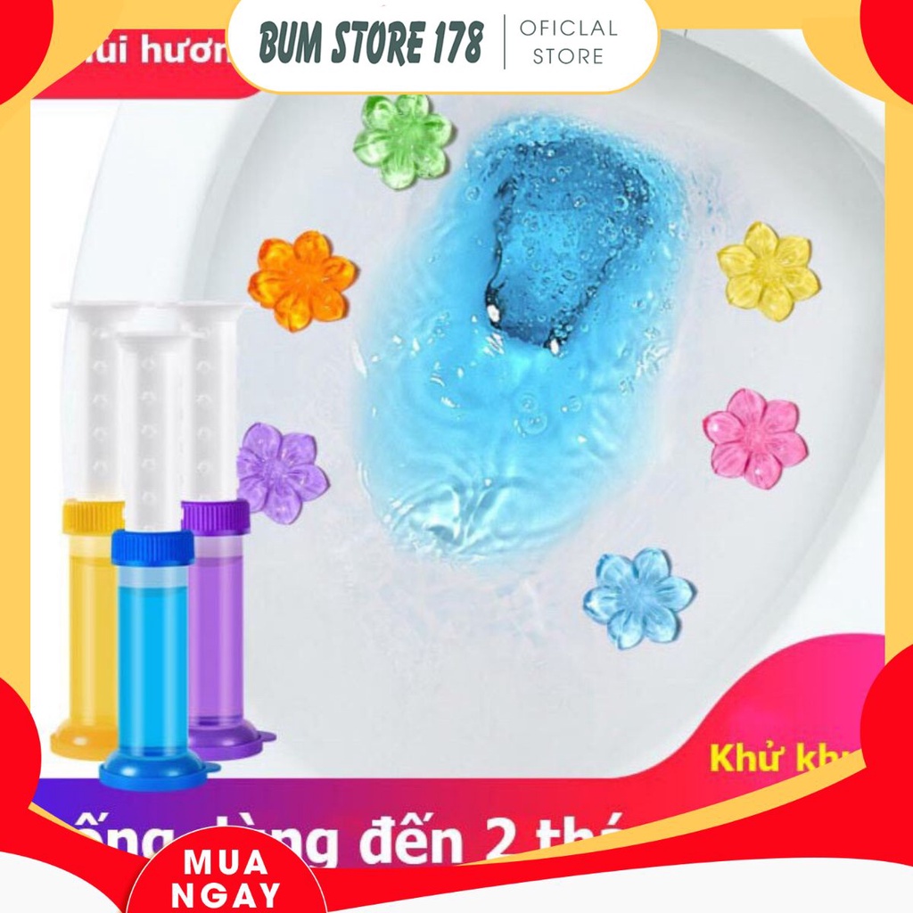Gel khử bồn cầu diệt khuẩn toilet gel dính bồn cầu dạng thạch hình bông hoa với 7 mùi thơm cho nhà vệ sinh