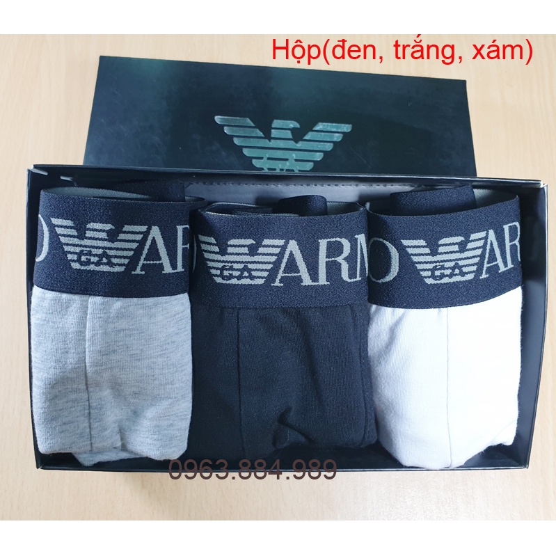 Hộp 3 quần Boxer E.01 chất lượng tuyệt vời, cạp dệt đẹp, cực thoáng mát, trẻ trung, cho anh em