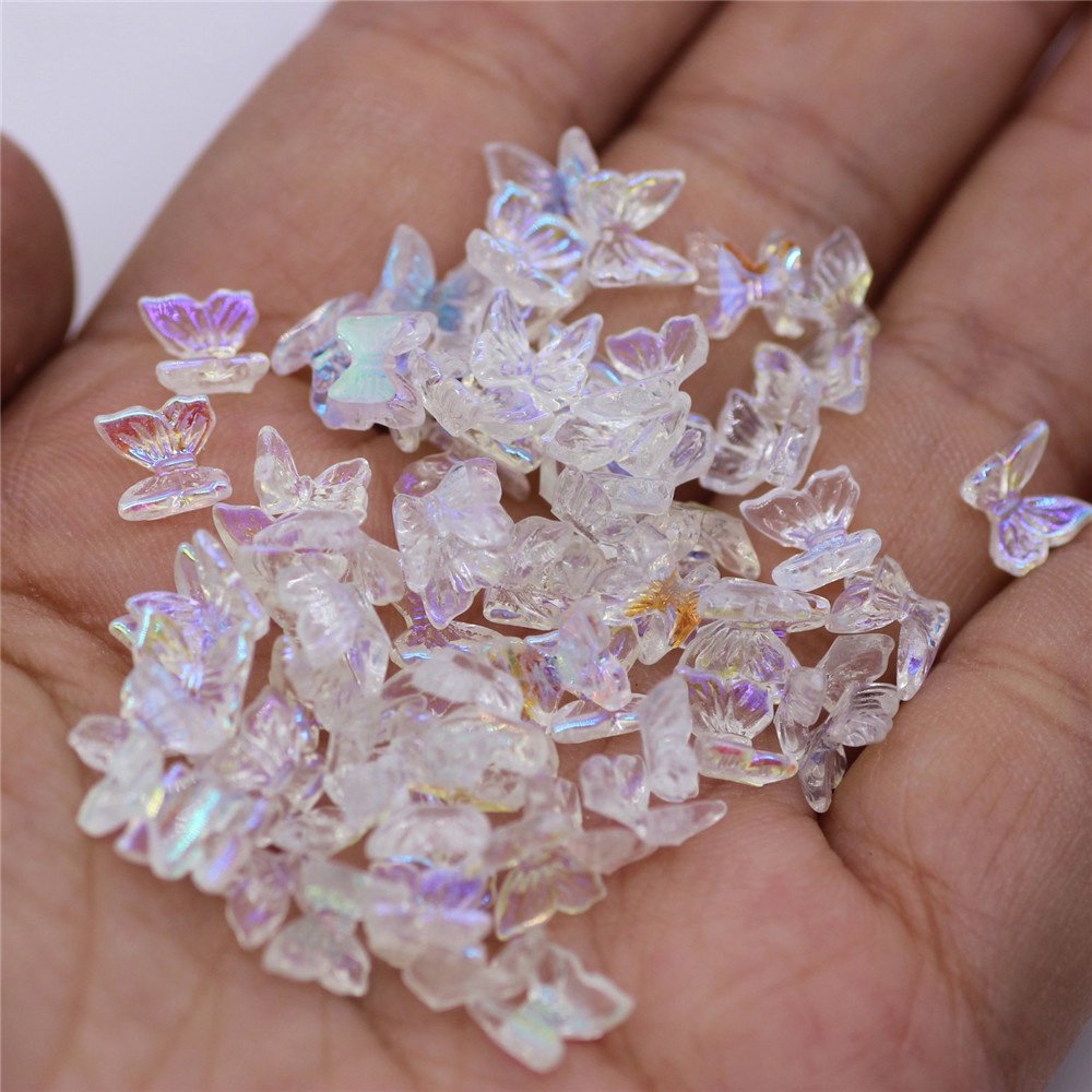 Túi 50 Hạt Nhựa AB 6mm Hình Bướm Nhiều Màu Sắc Dùng Làm Trang Sức / Trang Sức / Móng Nghệ Thuật DIY