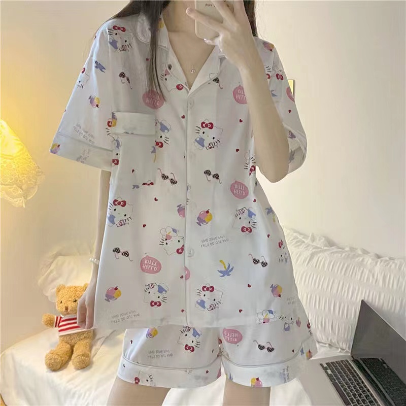 Bộ Đồ Ngủ Ngắn Tay Họa Tiết Hoạt Hình Phong Cách Nhật Bản Dành Cho Nữ