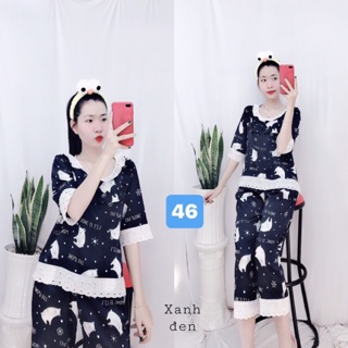 ☘️HÀNG TẾT: đồ bộ tay lỡ vải lụa siêu cưng <60kg