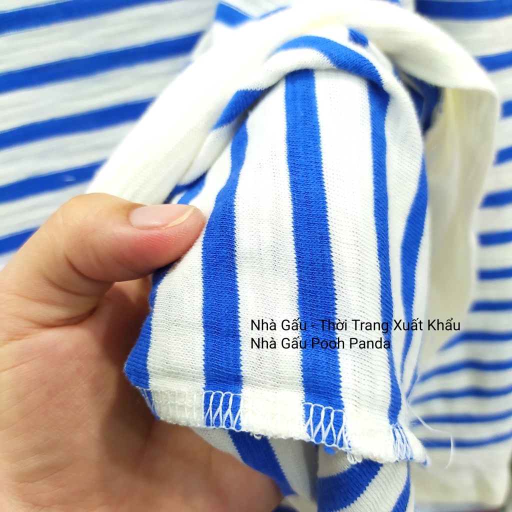 Nữ áo dài tay sọc ngang xanh F21