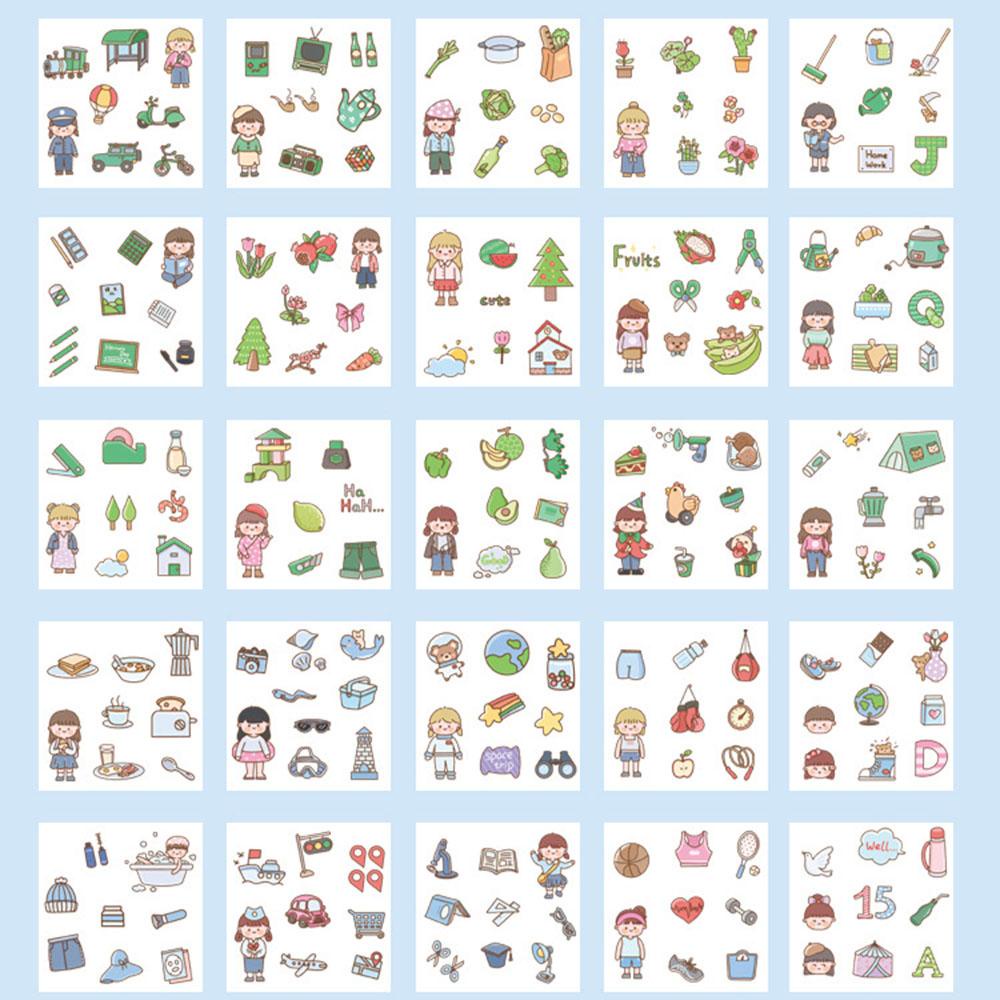 AUGUSTINE Bộ Nhãn Dán Màu Hồng Dễ Thương Dùng Trang Trí Sổ Tay DIY