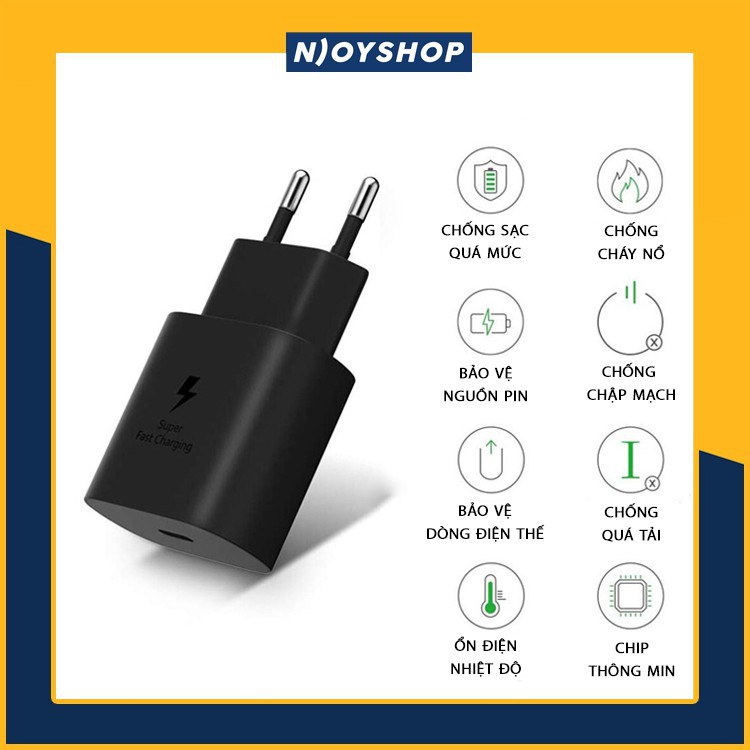 CỦ SẠC NHANH SAMSUNG 25W CỔNG SẠC TYPE C HỖ TRỢ SẠC NHANH PD CHÍNH HÃNG BẢO HÀNH 12 THÁNG 1 SẠC SAMSUNG NOTE 10