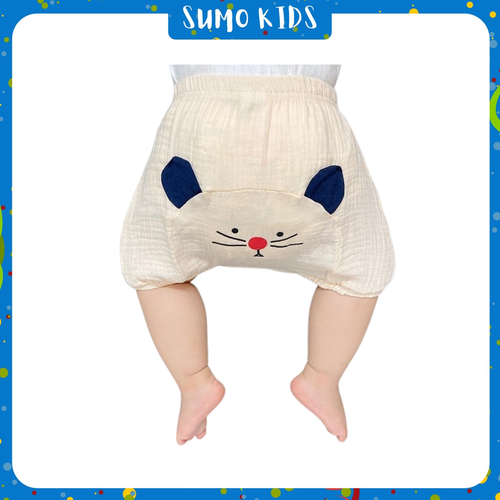 Quần Cho Bé, Quần Đùi Mông Thú Chất Đũi Nhăn Cho Bé - SUMO KIDS