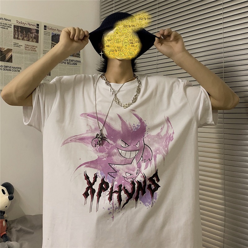 Áo Thun Đen In Hình Ma Quỷ Phong Cách Gothic Harajuku Đường Phố Thời Trang Mùa Hè 2023