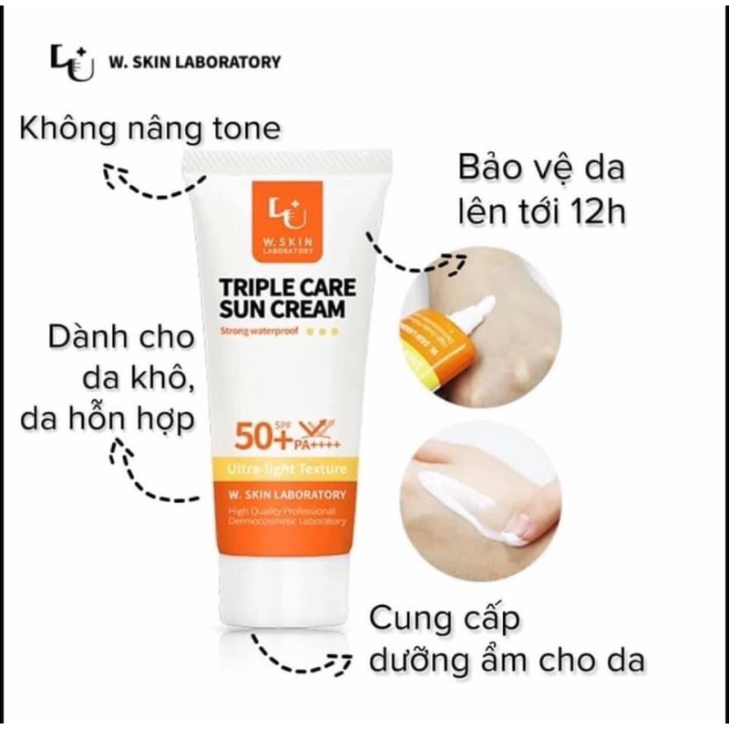 ✔️ CHÍNH HÃNG WSKIN - KEM CHỐNG NẮNG TRIPLE CARE SUN CREAM SPF50+/PA++++ 60G