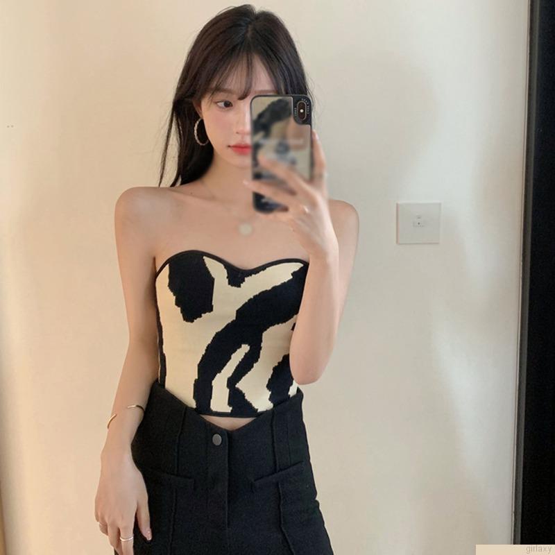 Áo ống họa tiết da bò sữa quyến rũ dành cho nữ