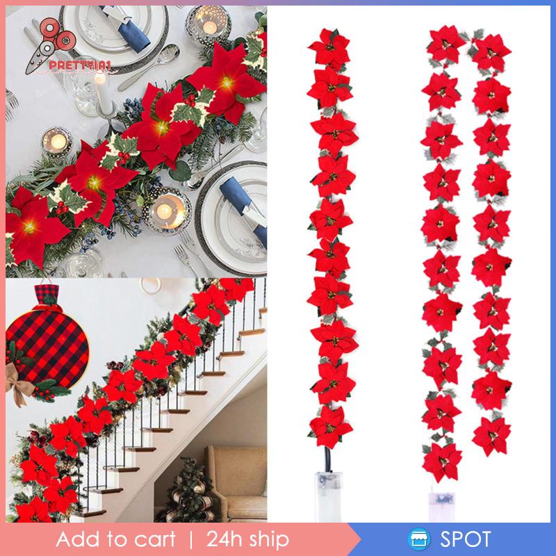 [Prettyia1] Dây Đèn LED 2m Hình Bông Hoa Trang Trí Giáng Sinh