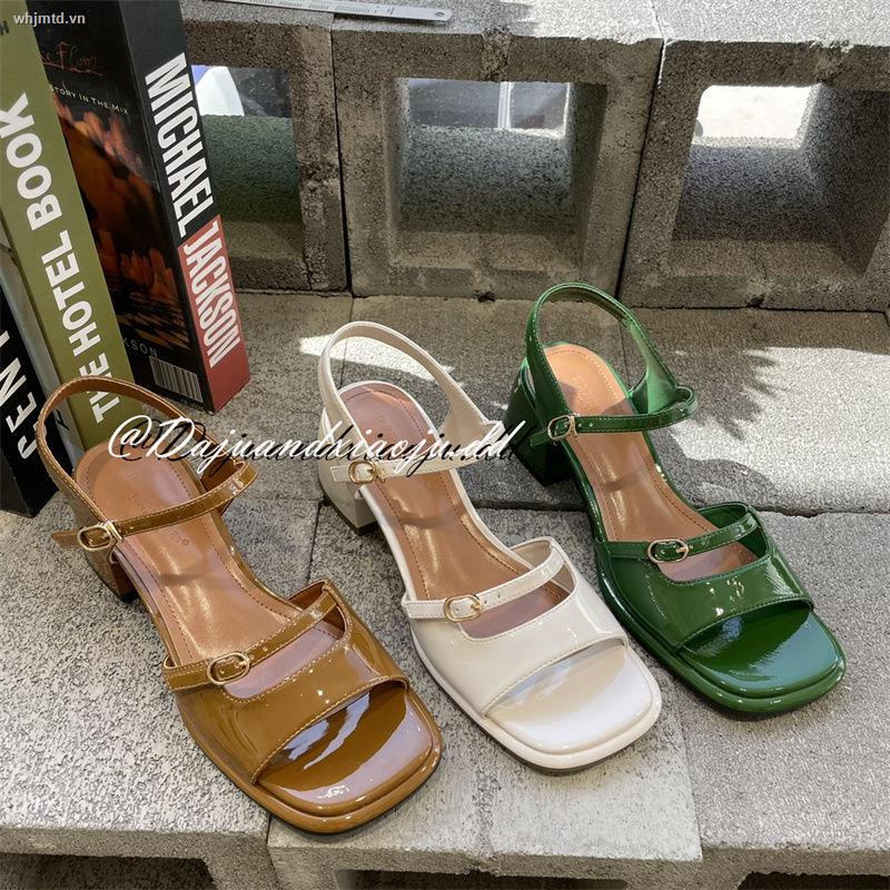 Sandal Hở Ngón Gót Dày Phong Cách Châu Âu Retro Thời Trang Mùa Hè 2022 Mới