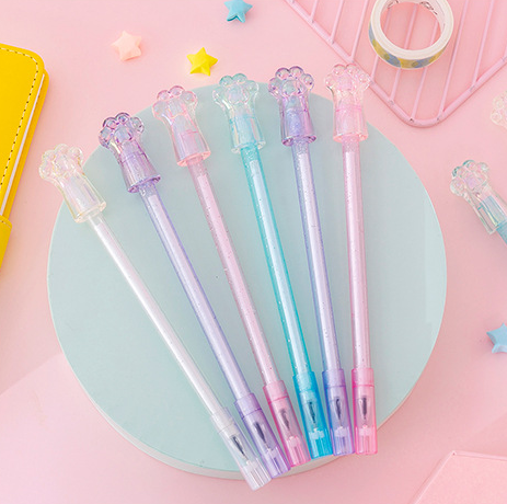 Bút Mực gel Hình Chân Mèo Pha Lê Trong Suốt