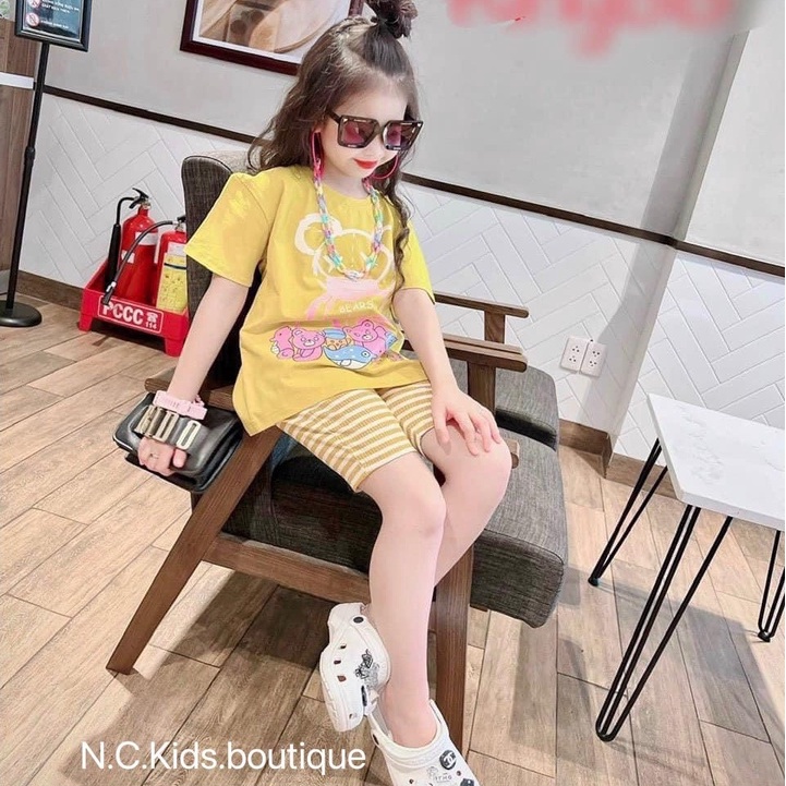 Bộ bé gái, bộ Cotton in hình cho bé gái