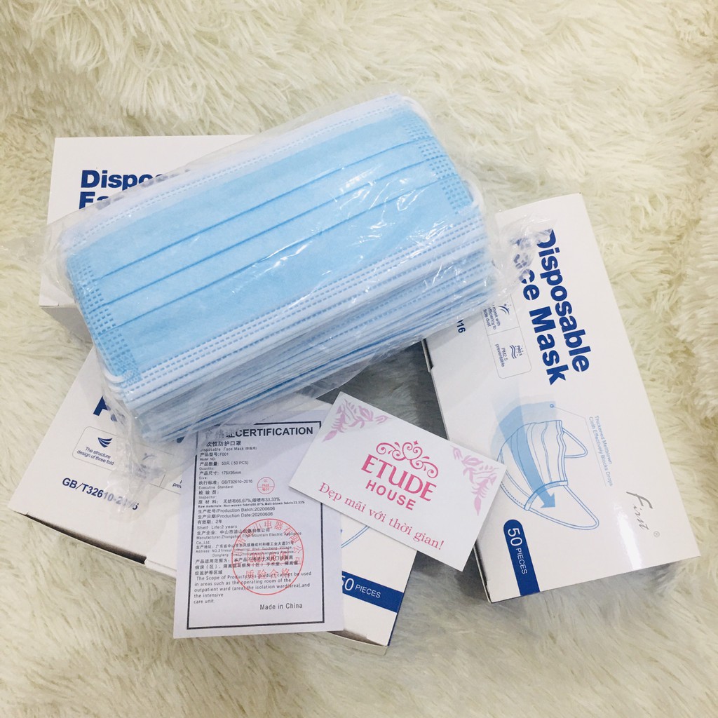 HÔP 50 CHIẾC KHẨU TRANG Y TẾ KHÁNG KHUẨN CAO CẤP DISPOSABLE FACE MASK