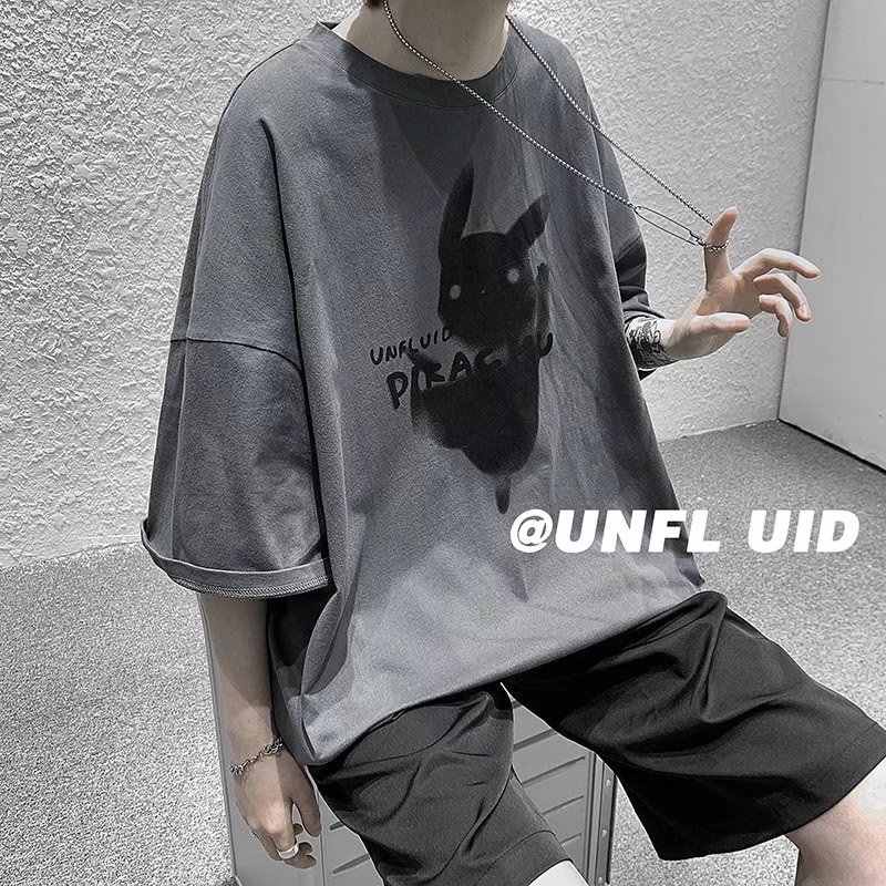 Áo Thun Nam Tay Ngắn Dáng Rộng In Hình Pikachu Thời Trang Phong Cách Hàn Quốc Size M-XXXL