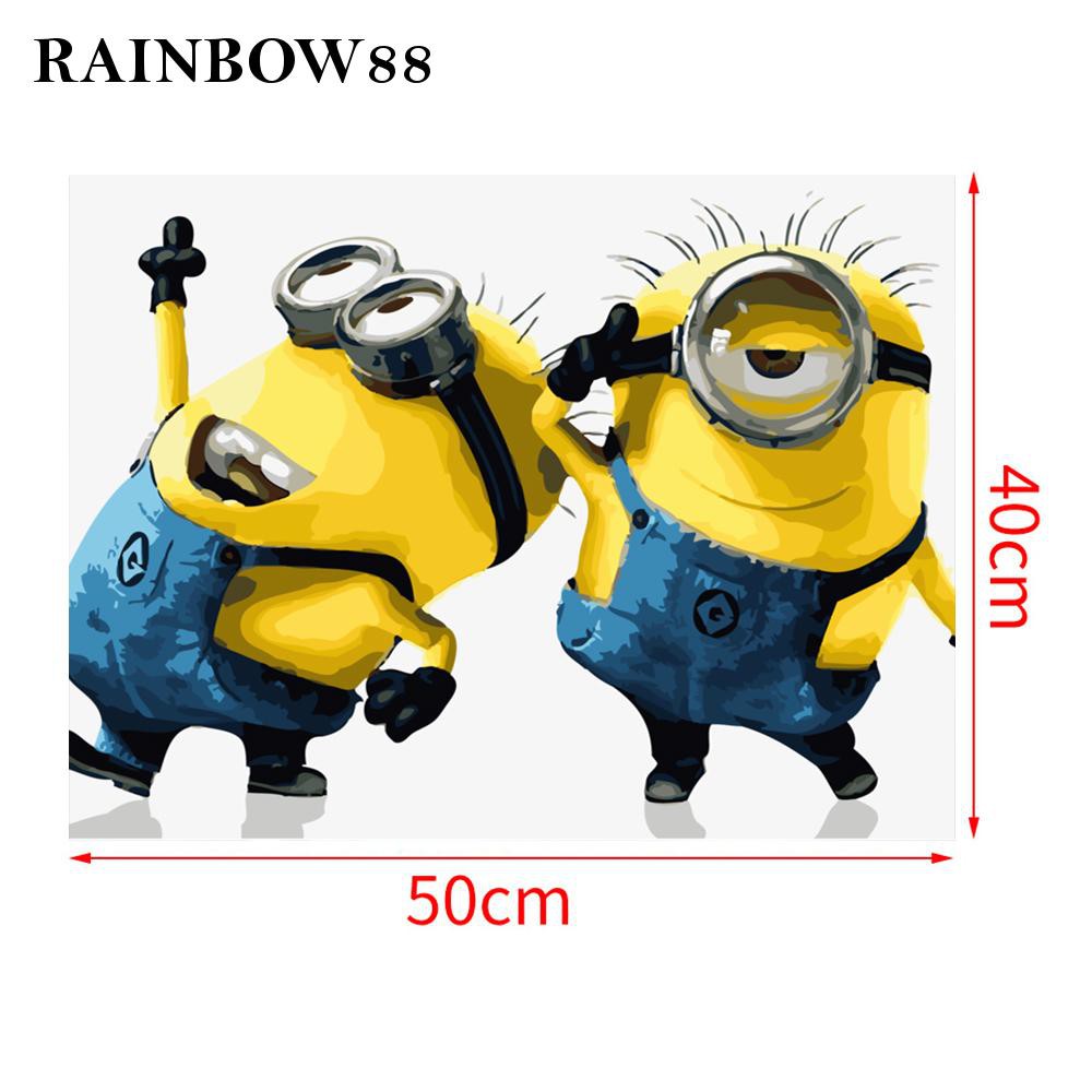 Bộ Tranh Sơn Dầu 40x50cm Tự Làm Họa Tiết Minion Dễ Thương