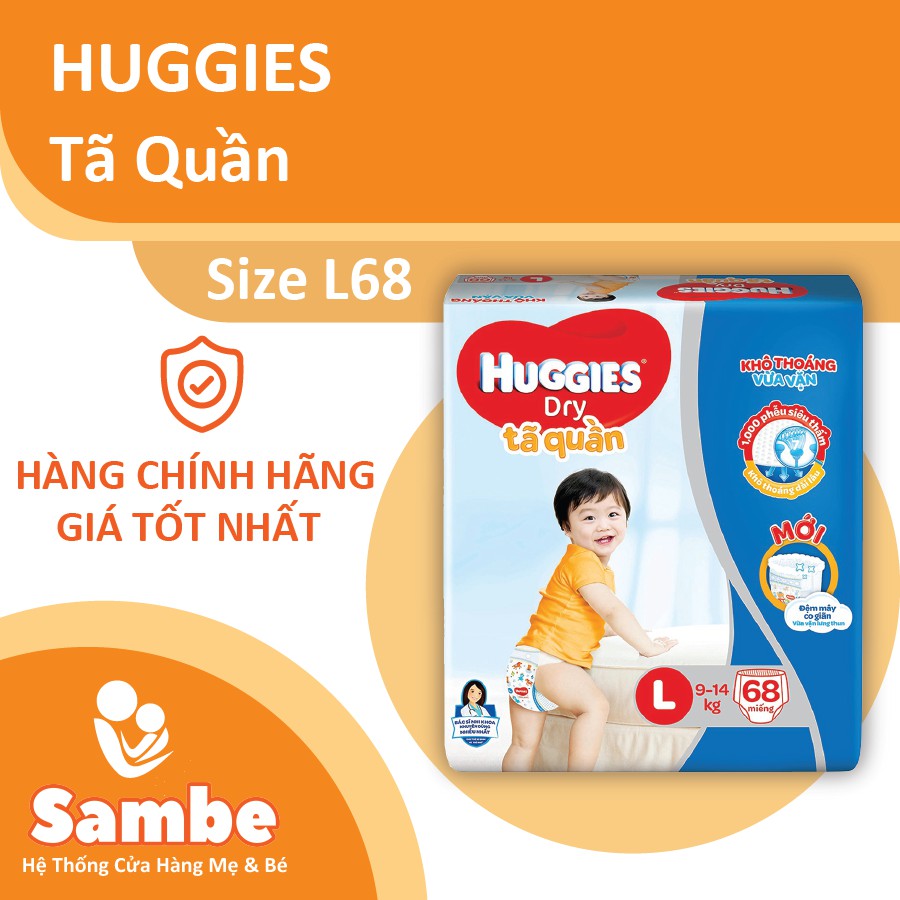 Tã Quần Huggies Size L 36 Miếng/ 38 Miếng/ 68 Miếng - Hàng Chính Hãng