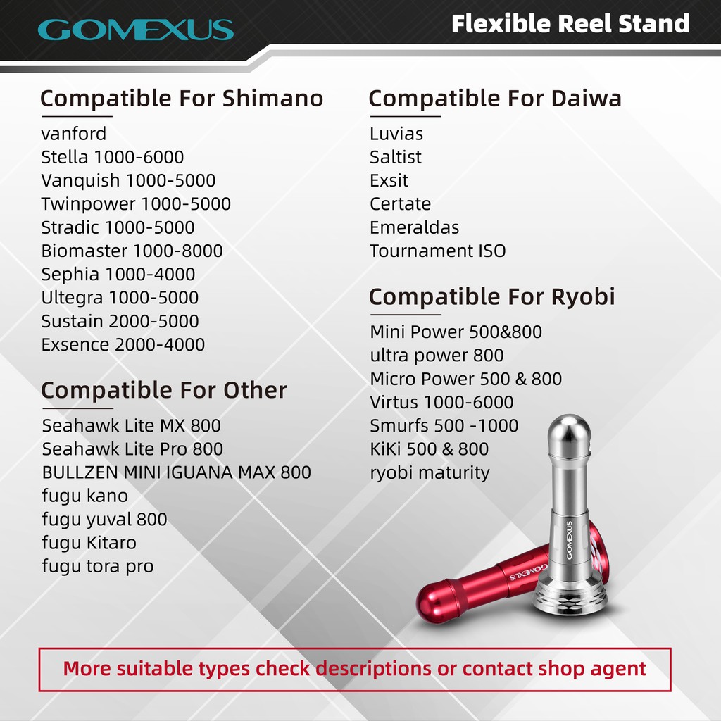 Gomexus 48mm FLEXIBLE Reel Stand protect for Shimano Ultegra Daiwa Ryobi Stella Stradic Twin Power  2K-5K Spinning Fishing Reel R6