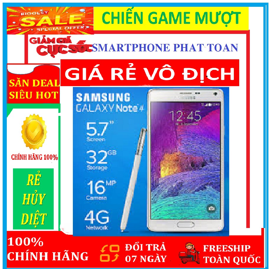 [CHÍNH HÃNG] điện thoại Samsung Galaxy Note 4 ram 3G bộ nhớ 32G chơi Game nặng mượt