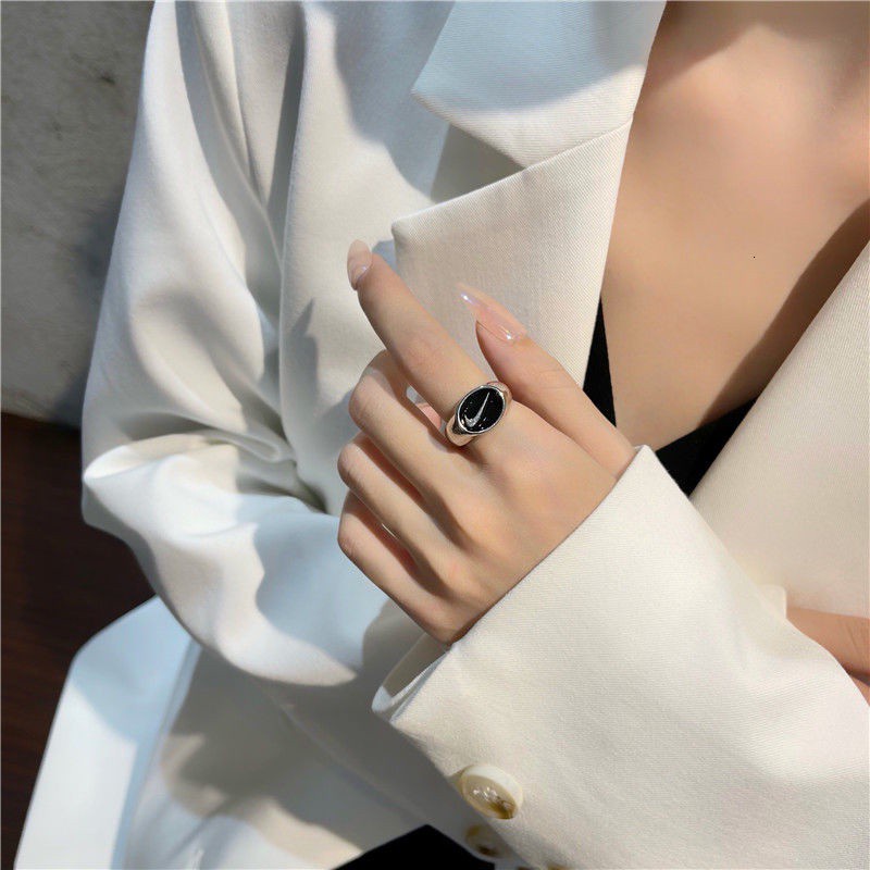 Nhẫn mở màu đen phong cách hip hop cá tính tùy chỉnh