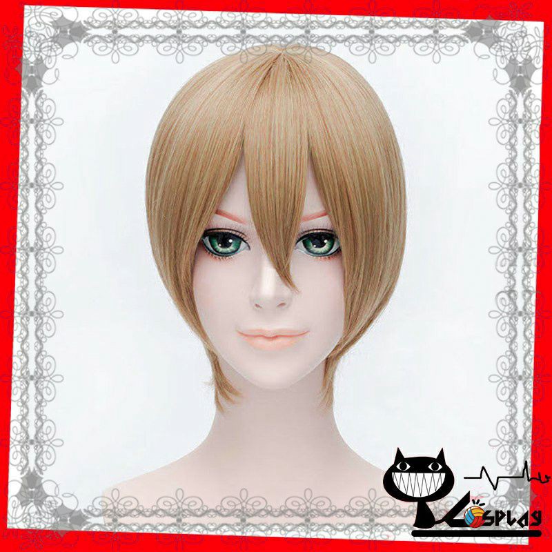 [sẵn] Wig/tóc giả Okita Sougo màu nâu sữa/nâu trà - Gintama (cơ bản nam thẳng) tại MIU SHOP 03 vàng