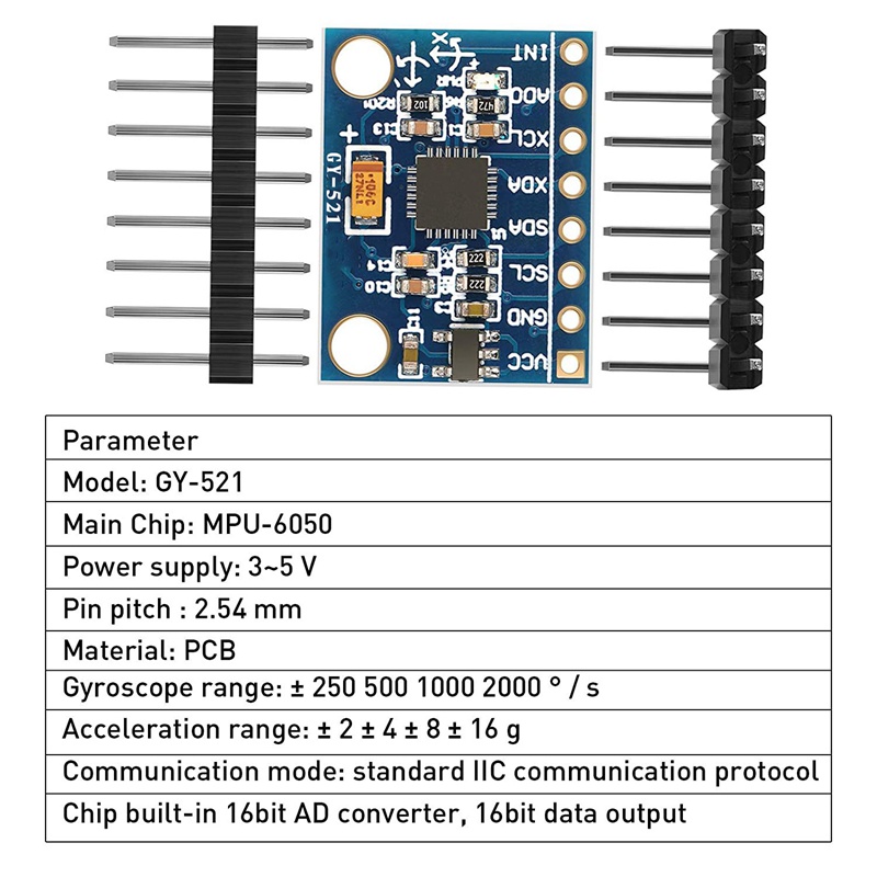 Bộ 10 Linh Kiện Cảm Biến Con Quay Hồi Chuyển Gy-521 Mpu-6050 Mpu6050 Ule, 3 Axis Accelerometer 6 Dof Gyroscope Sensor Ule Kit 16 Bit Ad