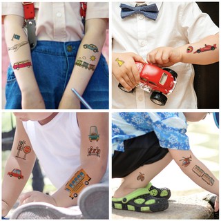 Sticker hình xăm phản quang dán tuổi thơ TATOO NGỰA PONY KHỦNG LONG PHƯƠNG TIỆN GIAO THÔNG đồ chơi cho bé trai bé gái