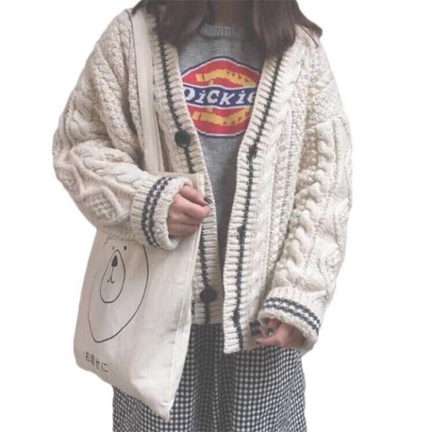 Hàng Sẵn_Áo khoác len thừng xoắn thu đông phong cách Hàn - Hàng mới về