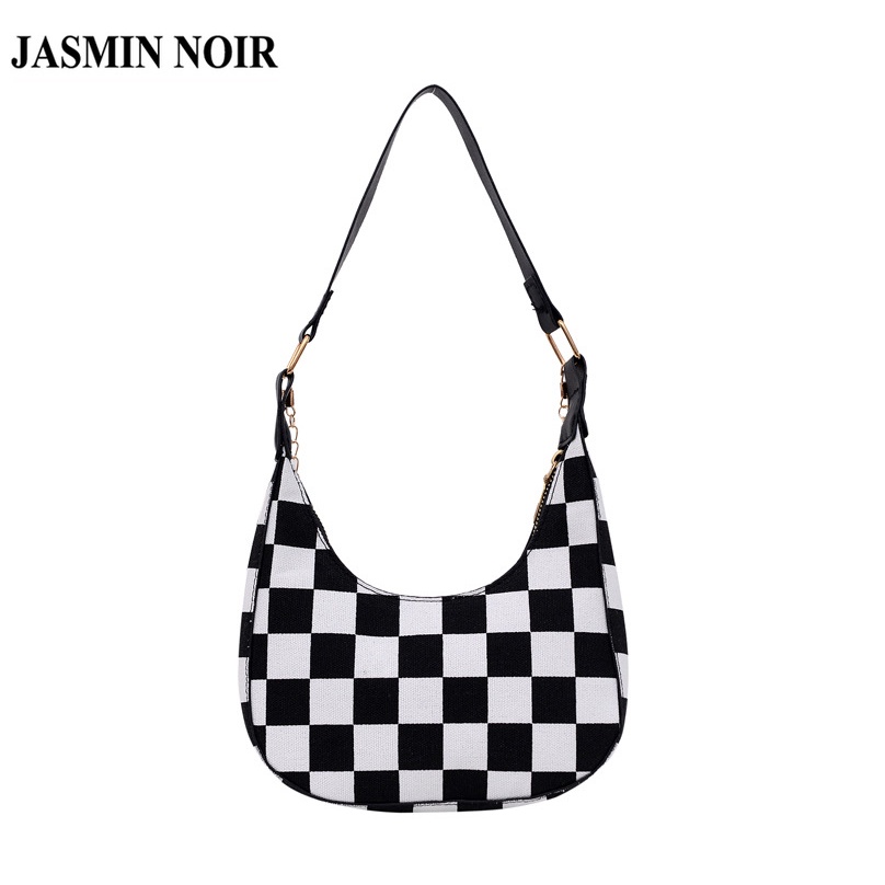 Túi đeo vai JASMIN NOIR hình bán nguyệt in họa tiết đơn giản thời trang dành cho nữ