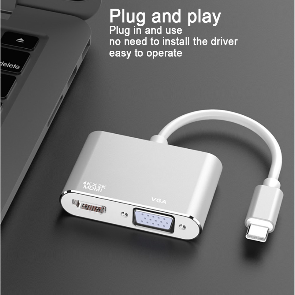 Bộ Chia Cổng Usb 3.1 Type C Sang Hdmi Vga Video Cho Macbook 2018 Ipad Pro Samsung Xiaomi Huawei