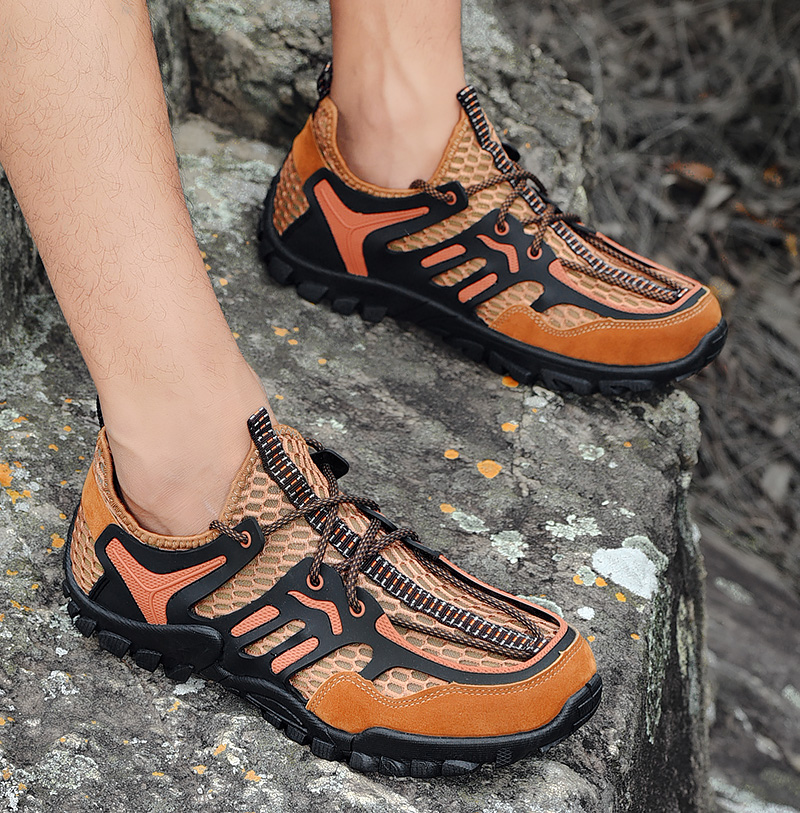 Giày đi bộ đường dài không trơn trượt dành cho nam giày chạy thể thao ngoài trời màu xanh giày leo núi nam Hiking Shoe