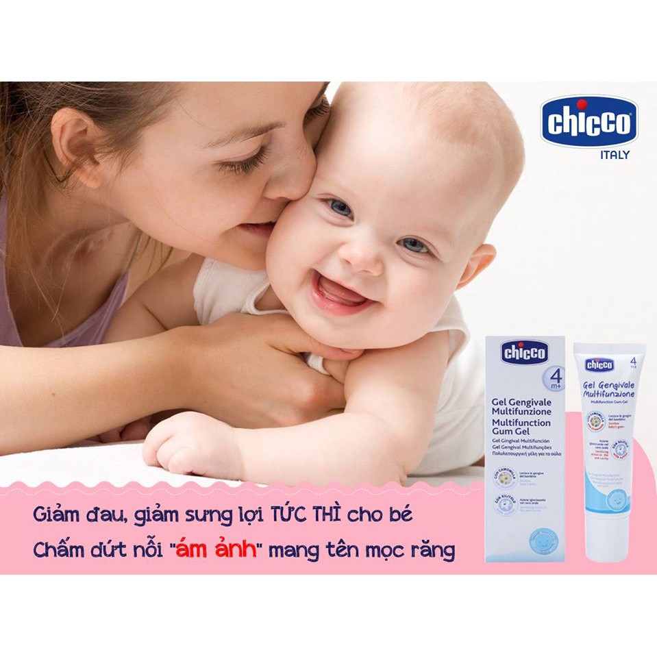 [Giảm sưng hiệu quả] Gel bôi lợi, massage lợi cho bé mọc răng Chicco 4M+ - cho bé từ 4 tháng tuổi