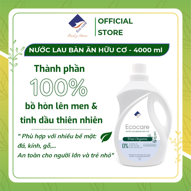 Nước Lau Bàn Ăn hữu cơ Bồ hòn Ecocare 4000ml