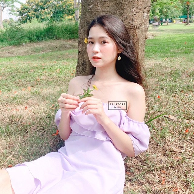 [Mã SKAMSALEP6 giảm 10% tối đa 100K đơn 150K] Đầm trễ vai 2 lớp + TẶNG KÈM SCRUNCH ( chun buộc tóc vải ) | BigBuy360 - bigbuy360.vn