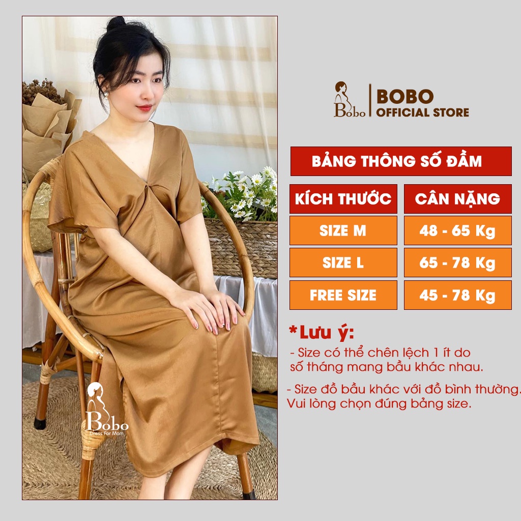 Đầm Bầu Thiết Kế Công Sở Dự Tiệc Cao Cấp, Váy Bầu Mặc Nhà Đẹp Trẻ Trung Chất Mát Thấm Hút Mồ Hôi - DB08