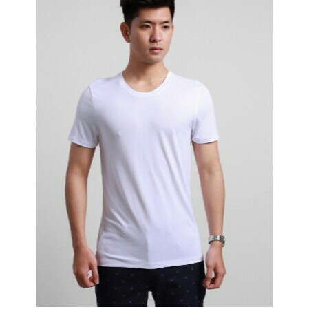 Áo Thun Nam Có tay ARISTINO AC22 áo lót basic màu trắng cổ tròn cotton cao cấp mềm mát thấm hút mồ hôi