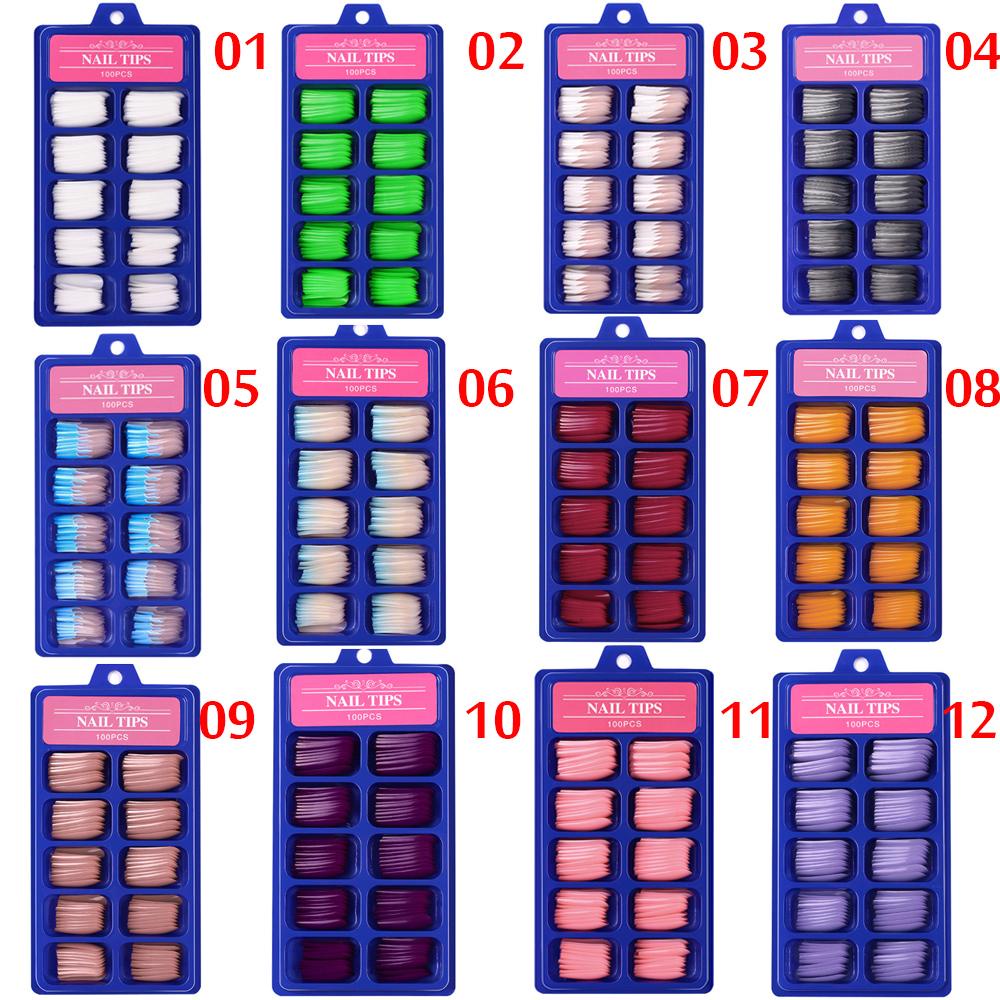 Set 100 Móng Tay Giả Che Phủ Toàn Diện Màu Sắc Tinh Khiết Trang Trí Cho Nữ