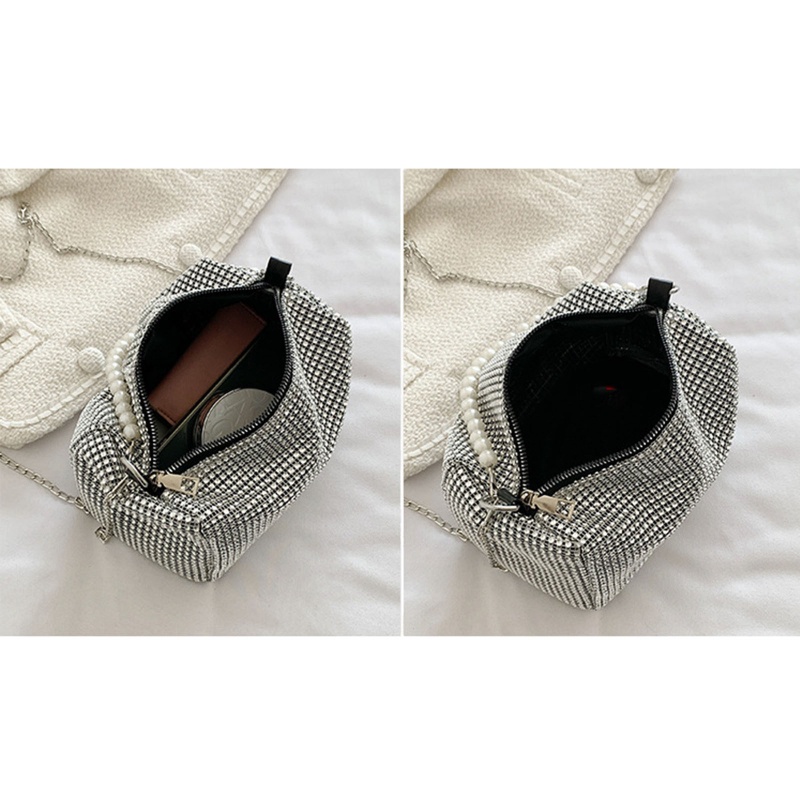 Túi Xách Kẹp Nách / Đeo Chéo Đính Ngọc Trai Tinh Tế Thời Trang Cho Nữ