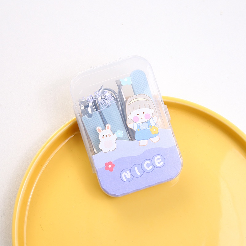 Bộ Kiềm Cắt Móng Tay 7 Món Bằng Thép Không Gỉ Có Hộp Họa Tiết Hoạt Hình Độc Đáo