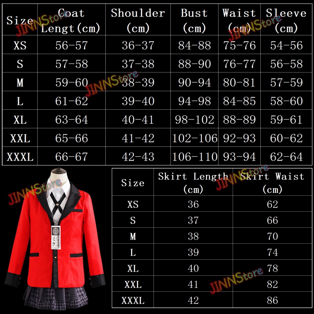 Quần áo hóa trang nhân vật Nhật Bản Anime KAKEGURUI Jabami Yumeko màu đỏ váy xếp ly và tóc giả (có bán lẻ)