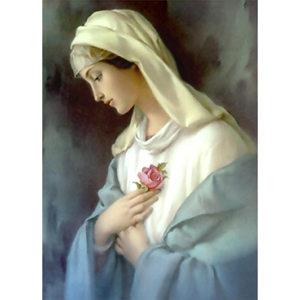 Tranh Đính Đá Tự Làm Hình Đức Mẹ Mary