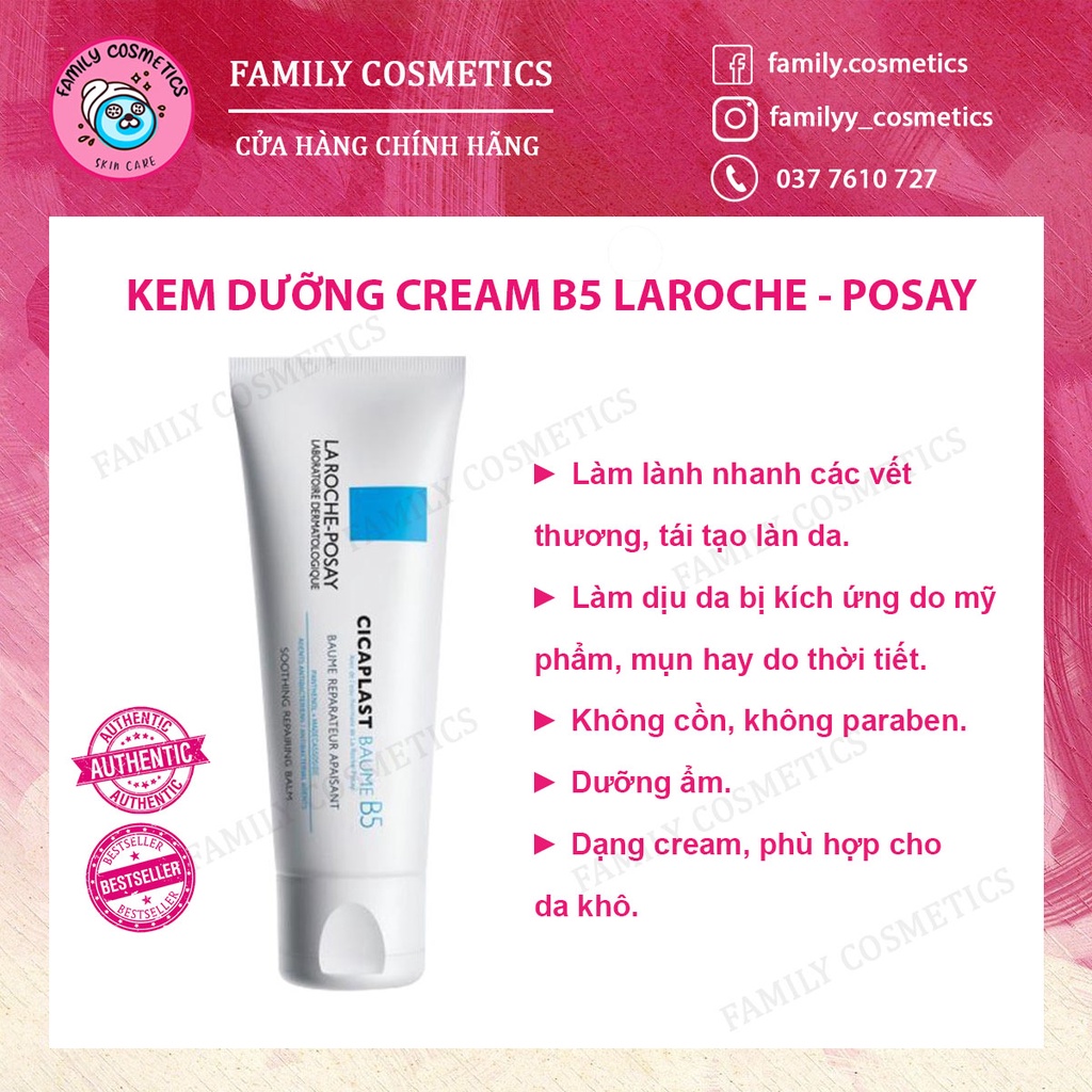 Kem dưỡng phục hồi da b5 La Roche-Posay Cicaplast Baume B5 40ml/100ml - Family Cosmetics