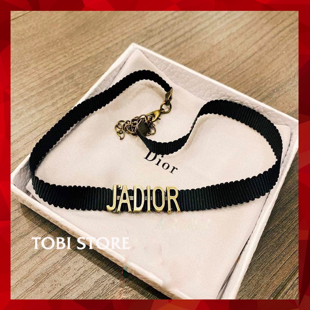 Chocker vải mặt chữ thương hiệu D mạ vàng đồng VCH43