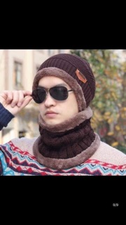 SÉT MŨ KÈM KHĂN LEN lót lông mềm ấm