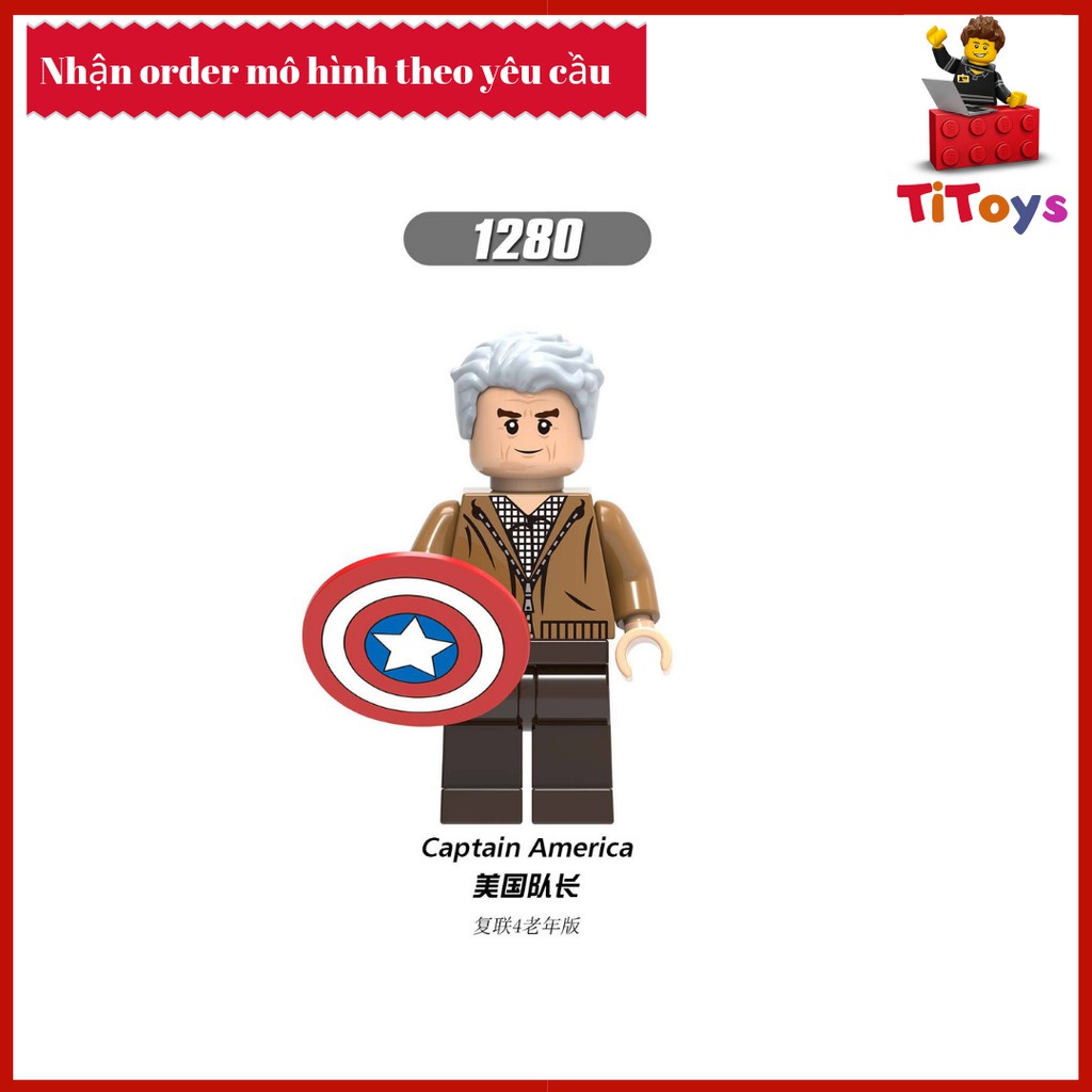 Minifigures Nhân vật siêu anh hùng End Game Captain America Thor Tony Stark Valkyrie -   Đồ chơi Lắp ghép Xếp hình X0260
